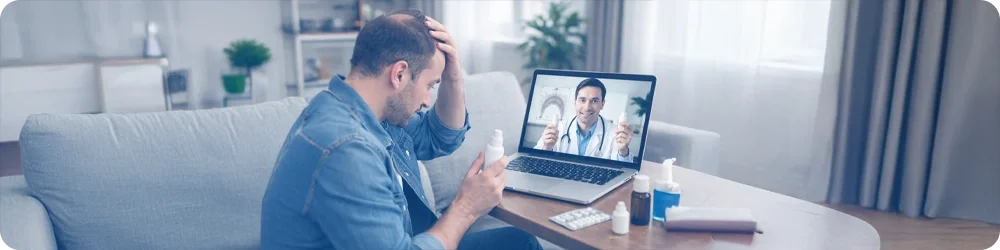 Main Hair Loss Services Available Via Telehealth Banner